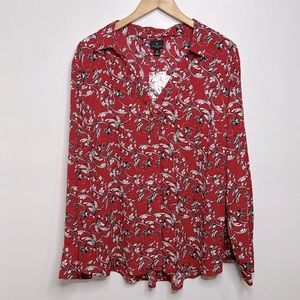 Worthington ❤️ Fiona Red Scroll Button Down Collared Blouse 2X NWT